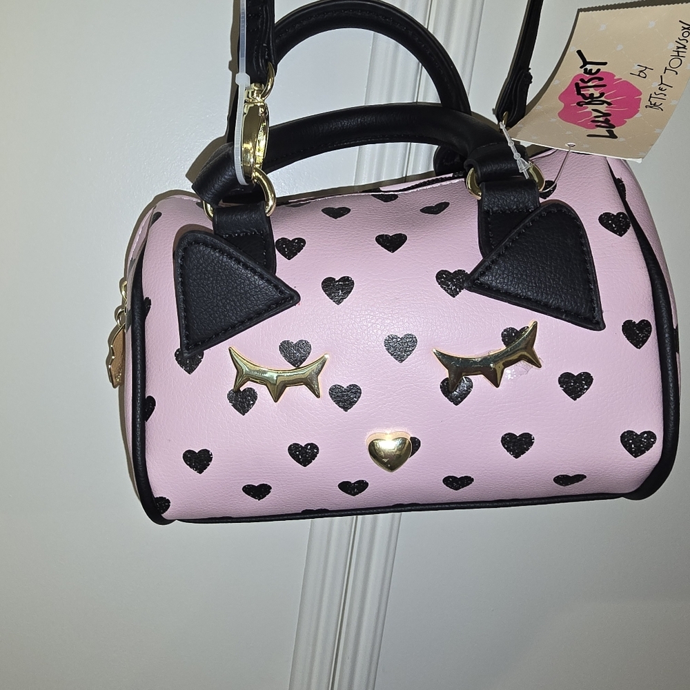 Betsey Johnson mini barrel crossbody purse